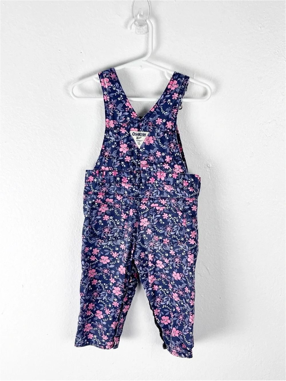 OSHKOSH B’GOSH Girls Floral Snap Button Legs Overalls Size 18 Months